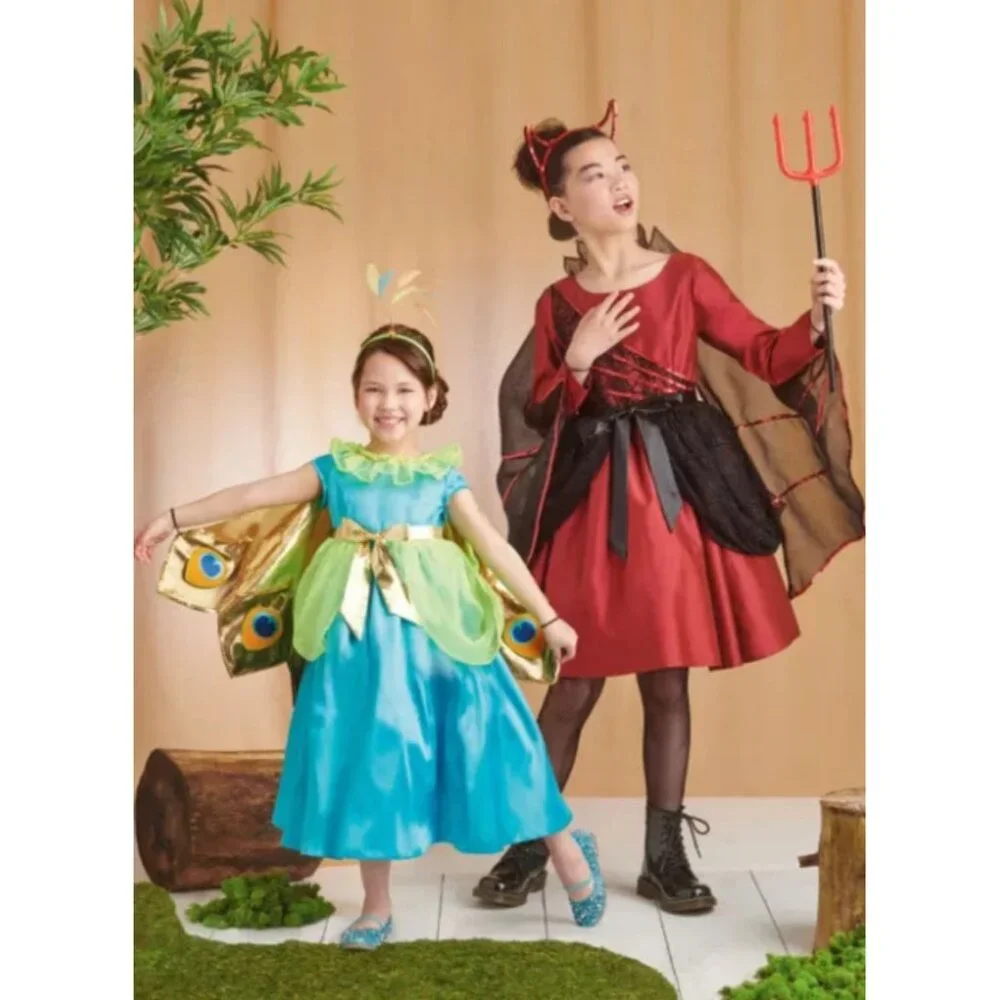 Simplicity Pattern 9841 Peacock Devil Dress Kids Costumes Andrea Schewe Sizes 7-